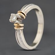 Pre-Owned 9ct Two Colour Gold 0.14ct Brilliant Cut Diamond Solitaire Ring 41383929