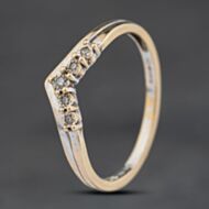 Pre-Owned 9ct Two Colour Gold 0.05ct Brilliant Cut Diamond Wishbone Ring 41383932