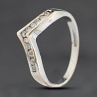 Pre-Owned 9ct White Gold 0.20ct Brilliant Cut Diamond Wishbone Ring 41383933
