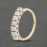 Pre-Owned 9ct Yellow Gold 0.14ct Brilliant Cut Diamond Half Eternity Ring 41383973