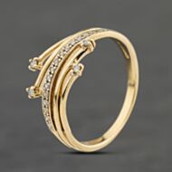 Pre-Owned 9ct Yellow Gold 0.15ct Diamond Spray Crossover Ring 41383977