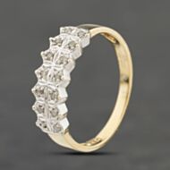 Pre-Owned 9ct Yellow Gold 0.10ct Diamond Two Row Ring 41383985