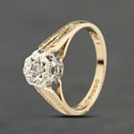 Pre-Owned Vintage 9ct Yellow Gold 0.03ct Brilliant Cut Diamond Spilt Shoulders Solitaire Ring 41383988