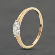 Pre-Owned 9ct Yellow Gold Brilliant Cut Diamond Three Stone Ring 41383996