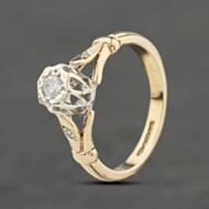 Pre-Owned 9ct Yellow Gold 0.08ct Brilliant Cut Diamond Solitaire Ring 41383998