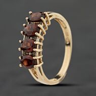 Pre-Owned 9ct Yellow Gold Garnet & 0.01ct Diamond Dress Ring 41384005
