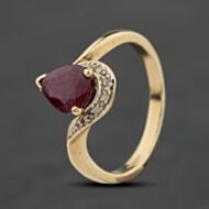 Pre-Owned 9ct White Gold Ruby & Diamond Pear Shaped Dress Ring 41384006