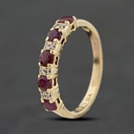 Pre-Owned 9ct Yellow Gold Ruby & 0.05ct Diamond Half Eternity Ring 41384008