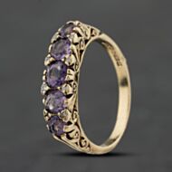 Pre-Owned 9ct Yellow Gold Amethyst & 0.05ct Diamond Half Eternity Ring 41384015