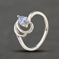 Pre-Owned 9ct White Gold 0.76ct Tanzanite & 0.05ct Diamond Pear Shaped Dress Ring 41384020