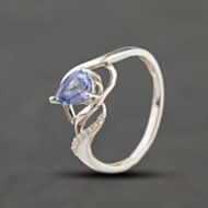 Pre-Owned 9ct White Gold 0.76ct Tanzanite & 0.06ct Diamond Pear Shaped Dress Ring 41384021