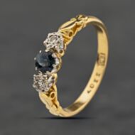 Pre-Owned Yellow Gold Sapphire & 0.03ct Diamond Three Stone Ring 41384033