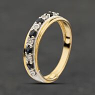 Pre-Owned 9ct Yellow Gold Sapphire & Diamond Crossover Half Eternity Ring 41384039