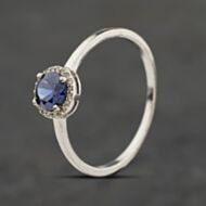 Pre-Owned 9ct White Gold Sapphire & Diamond Halo Cluster Ring 41384041