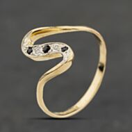 Pre-Owned 9ct Yellow Gold Sapphire & Diamond Swirl Dress Ring 41384043