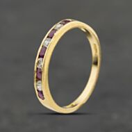 Pre-Owned 18ct Yellow Gold Ruby & Diamond Channel Set Half Eternity Ring 41384051