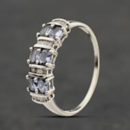 Pre-Owned 9ct White Gold Tanzanite & 0.18ct Diamond Dress Ring 41384055