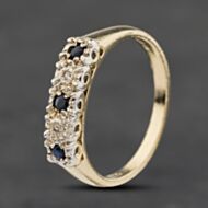 Pre-Owned 9ct Yellow Gold Sapphire & 0.01ct Diamond Half Eternity Ring 41384061