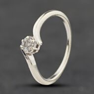 Pre-Owned 9ct White Gold 0.08ct Brilliant Cut Diamond Twist Cluster Ring 41384068