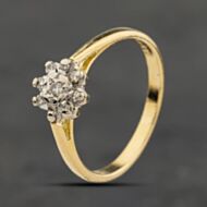 Pre-Owned Vintage Yellow Gold 0.10ct Diamond Flower Cluster Ring 41384073