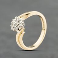 Pre-Owned 9ct Yellow Gold 0.15ct Diamond Twist Cluster Ring 41384091