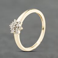 Pre-Owned 9ct Yellow Gold 0.15ct Brilliant Cut Diamond Flower Cluster Ring 41384092