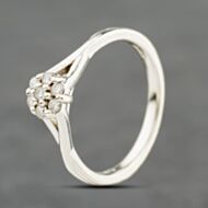 Pre-Owned 9ct White Gold 0.15ct Brilliant Cut Diamond Round Cluster Ring 41384093