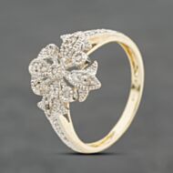 Pre-Owned 9ct Two Colour Gold 0.15ct Diamond Floral Cluster Ring 41384106
