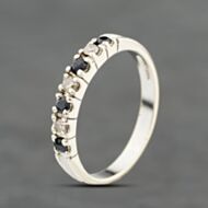 Pre-Owned 9ct White Gold Sapphire & 0.08ct Brilliant Cut Diamond Half Eternity Ring 41384113