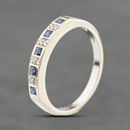 Pre-Owned 9ct White Gold Sapphire & 0.04ct Brilliant Cut Diamond Half Eternity Ring 41384114