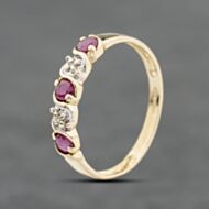 Pre-Owned 9ct Yellow Gold Ruby & 0.02ct Diamond Half Eternity Ring 41384126