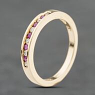 Pre-Owned 9ct Yellow Gold Ruby & 0.12ct Brilliant Cut Diamond Half Eternity Ring 41384128