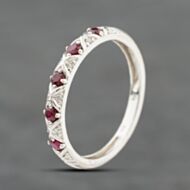 Pre-Owned 9ct White Gold Ruby & 0.04ct Brilliant Cut Diamond Half Eternity Ring 41384129
