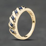 Pre-Owned 9ct Yellow Gold Sapphire & 0.05ct Diamond Dress Ring 41384141