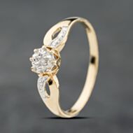Pre-Owned 9ct Two Colour Gold 0.01ct Diamond Solitaire Ring 41384146