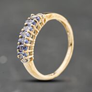 Pre-Owned 9ct Yellow Gold Tanzanite & 0.02ct Diamond Half Eternity Ring 41384160