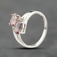 Pre-Owned 9ct White Gold Amethyst & Diamond Crossover Ring 41384192