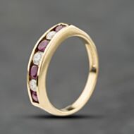 Pre-Owned 9ct Yellow Gold Ruby & Diamond Channel Set Half Eternity Ring 41384196
