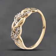 Pre-Owned 9ct Yellow Gold Diamond Open Criss Cross Dress Ring 41384232
