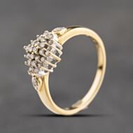 Second Hand 9ct Yellow Gold Diamond & Diamond Set Shoulders Cluster Ring 41384234