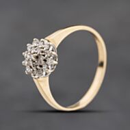 Pre-Owned 9ct Yellow Gold Diamond Round Cluster Ring 41384235