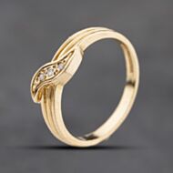 Pre-Owned 9ct Yellow Gold Diamond Three Stone Wave Dress Ring 41384237
