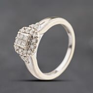 Pre-Owned 9ct White Gold 0.45ct Diamond Baguette And Brilliant Cut Tier Cluster Ring 41384239