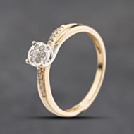 Pre-Owned 9ct Yellow Gold Diamond Twist Shoulder Set Solitaire Ring 41384241