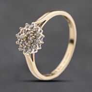 Pre-Owned 9ct Yellow Gold 0.10ct Diamond Round Cluster Ring 41384253