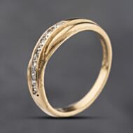 Pre-Owned 9ct Yellow Gold Diamond Crossover Ring 41384259