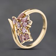 Pre-Owned 9ct Yellow Gold Topaz & Diamond Leaf Design Dress Ring 41384262