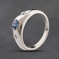 Pre-Owned 9ct White Gold Topaz & Diamond Rubover Set Three Stone Ring 41384264