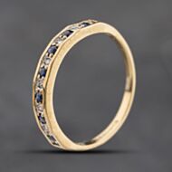 Pre-Owned 9ct Yellow Gold Sapphire & Diamond Half Eternity Ring 41384271