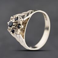 Pre-Owned 9ct White Gold Sapphire & Diamond Wide Shoulders Cluster Ring 41384275